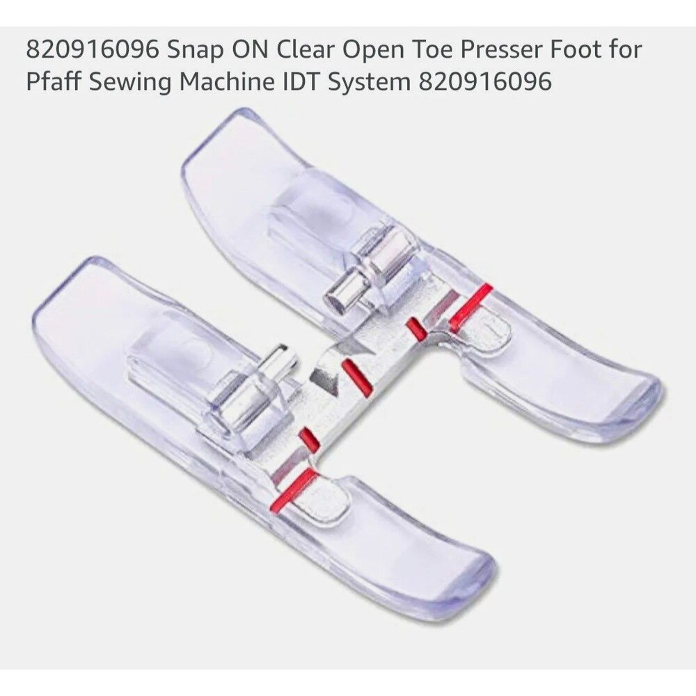 ZIGZAGSTORM Clear Snap-On Open Toe Presser Foot for Pfaff IDT, MPN 820916096